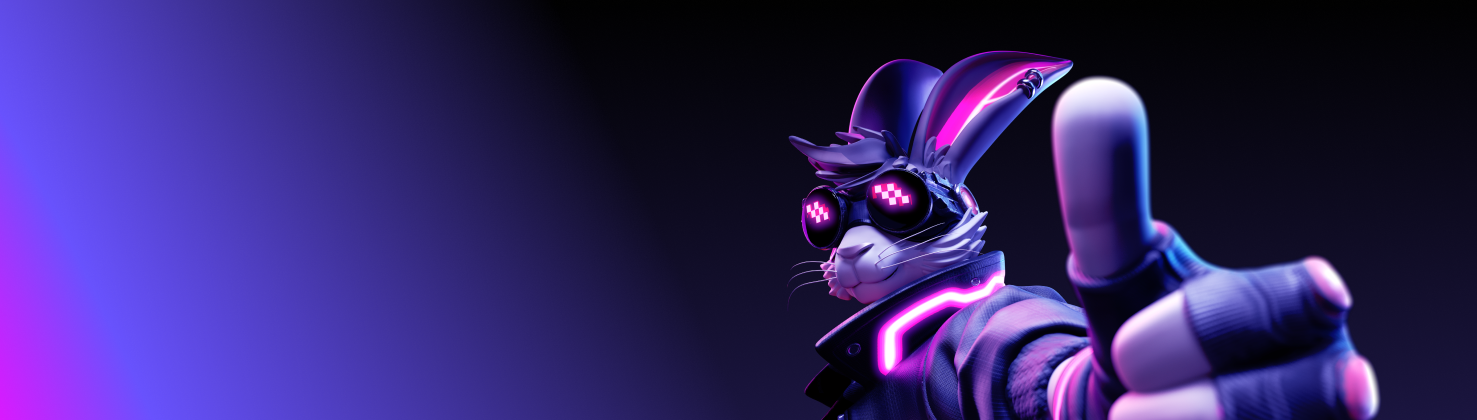 Banner BreachBunny mit Daumen hoch in Lila