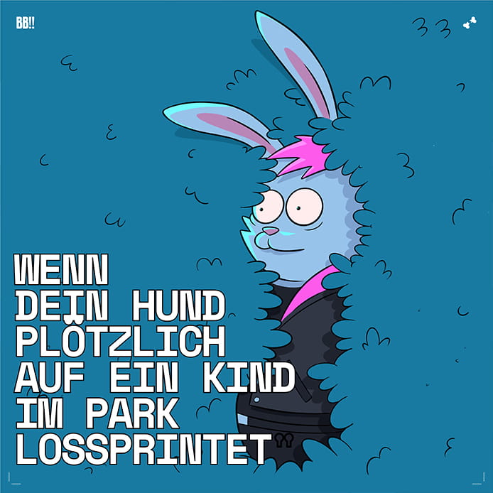 Dicker Hase verschwindet vor Scham langsam rückwärts in die Hecke