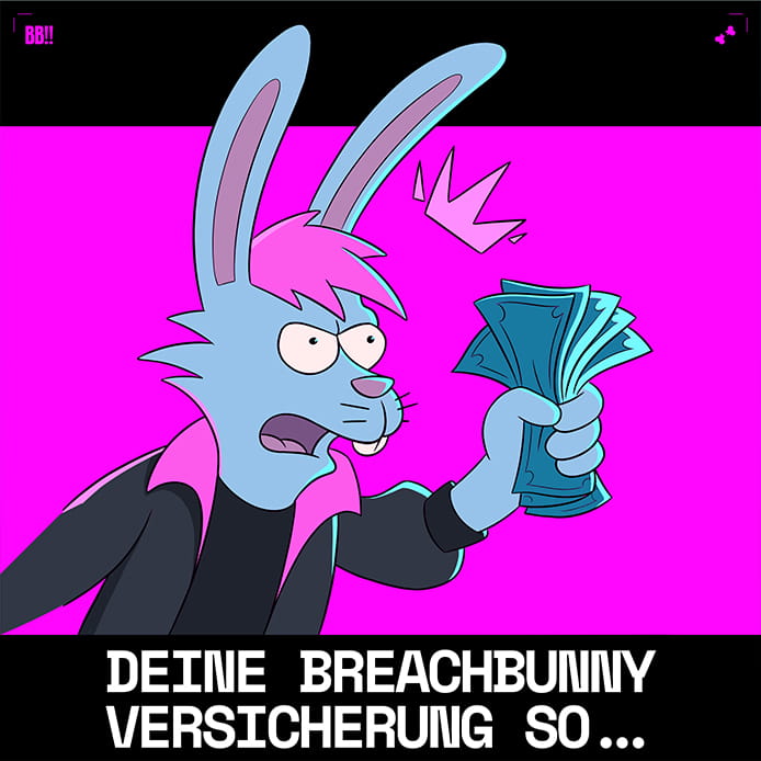 Aufgeregter Hase wedelt mit Geldscheinen