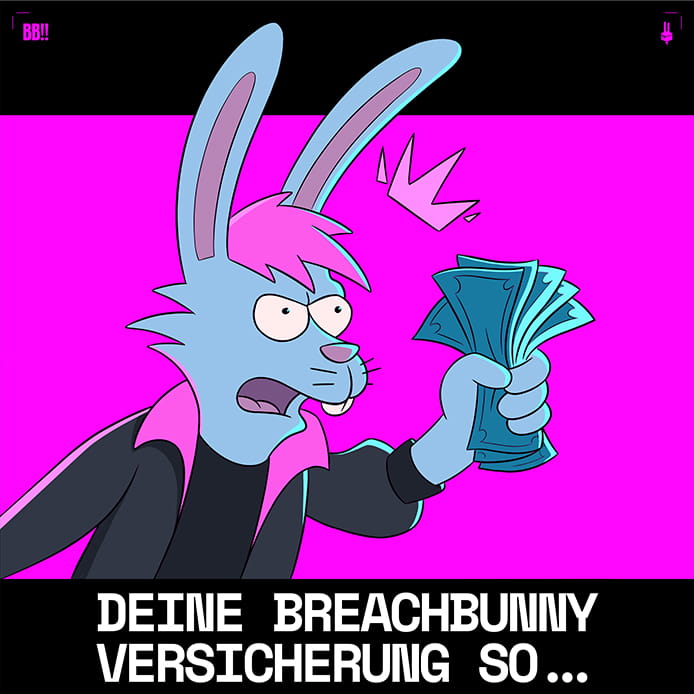 Aufgeregter Hase wedelt mit Geldscheinen